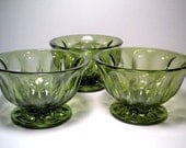 Vintage Avocado Green Glass Planter Vase Bowl Centerpiece Set of 3