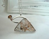 Fire Mountain - Sterling silver, Crazy Lace Agate and Orange sapphire Pendant - READY TO SHIP