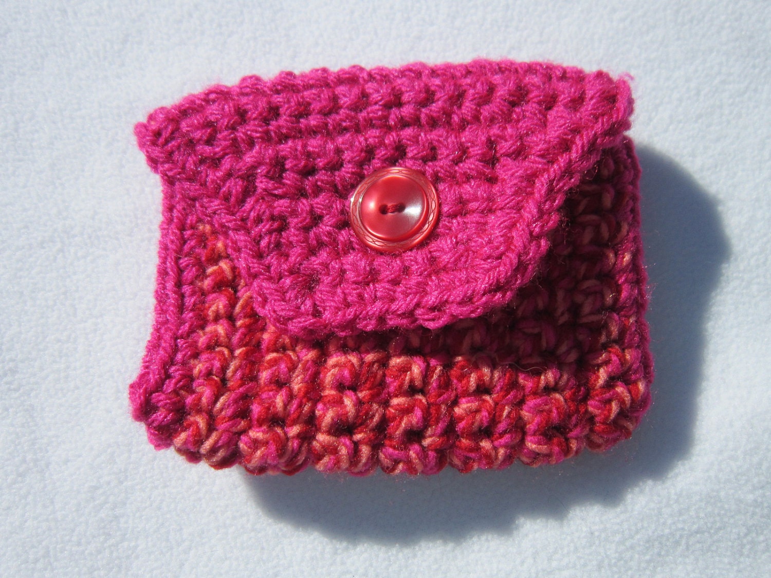 Crocheted Pink and Red Purse Pouch