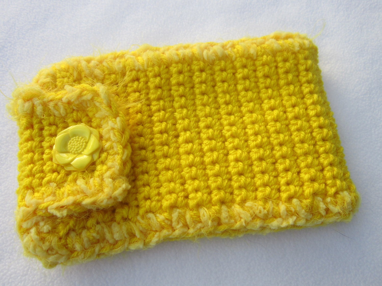 Crocheted Sunglass or Glasses Case - Bright Yellow