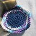 Crocheted Kitchen Scrubbie Cotton and Nylon Tulle in Blue and Purple