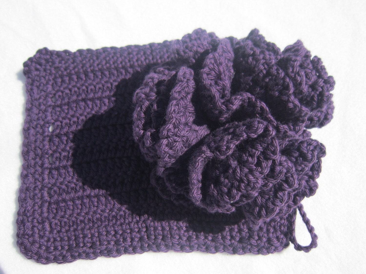 Soft Cotton Purple Poof Ball and Washcloth