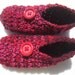 Womens Crochet Slippers in Red Pink and Maroon Size Medium