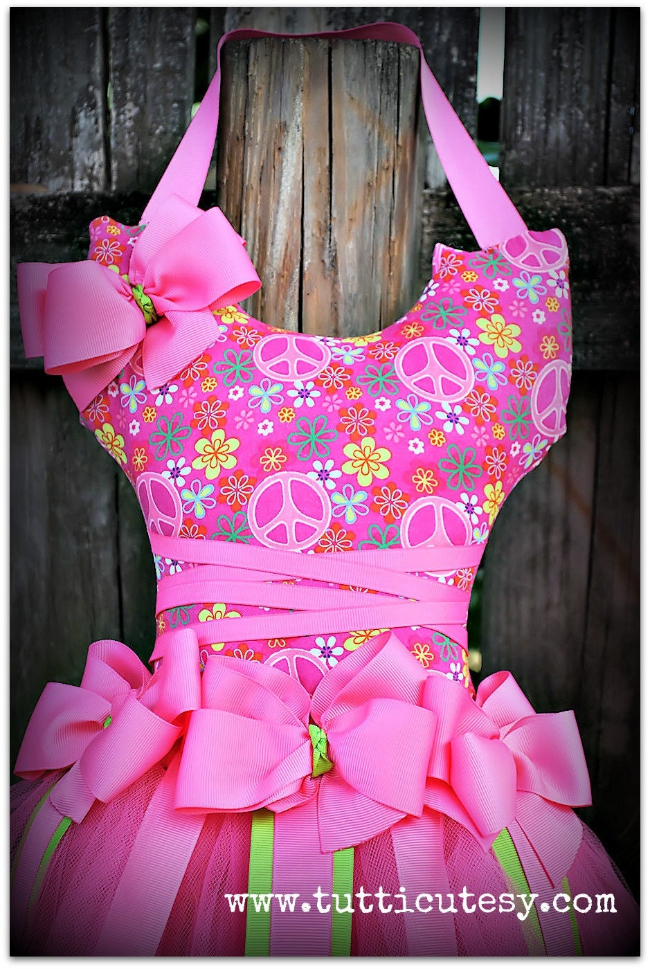Hot Pink Peace Tutu hair bow holder