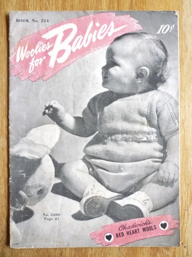 Woolies for Babies knitting pattern book from 1945 by Chadwick's Red Heart Wools