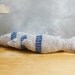 Plush Fish Ornaments - Bathroom decor - Upcycled Wool in Grey & Blue Embroidered Stripe - Set of 3