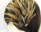 Steampunk Brown Tonal Feather Fascinator - MINA design - CHOOSE headband, comb, hair clip