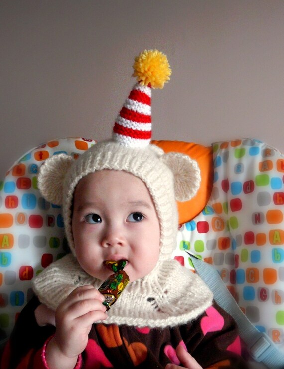Clown Bear coverall Hat. 9-18months