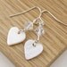 Bridal Glass Faceted Clear Bead Earrings With Heart Dangle Ab Surface