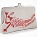 Tribal screenprint linen clutch with 8 inch frame