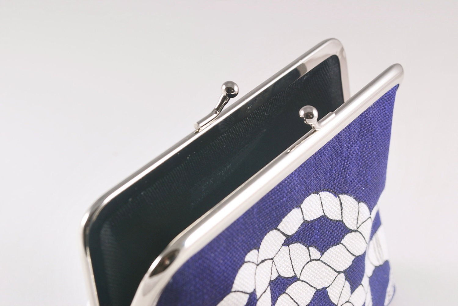 Blue linen clutch with sailors knots
