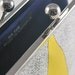 Clutch purse with yellow triangle