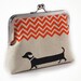 Dachshund purse with orange chevron