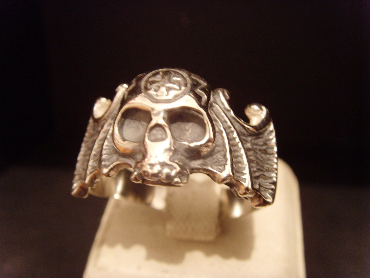 BAT Skull wings BIKER Gothic Ring Sterling 925