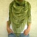 Sparkling Green Crystal Triangle Knit Shawl
