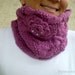 Purple Cowl with Beaded Flower, Chunky Neckwarmer