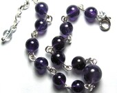 Meditation  Prayer Bead Rosary Chakra Bracelet in  Amethyst Gemstones and Sterling Silver