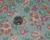 Sea Green Floral Fabric Yardage.  Rare to find.
