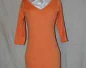 SALE WAS 19.95.  Sunburst Orange Front and Back Fitted V-Neck T-Shirt Dress.  3/4 length sleeves. overstock. FREE domestic shipping.