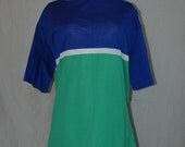 SALE was 11.95. Italian Color Block T- Shirt.   Blue, White and Green.  Vintage overstock, never worn.  FREE domestic shipping.