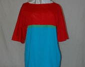 SALE WAS 11.95. Italian Color Block T- Shirt.   Red, Green,Turquoise.  Vintage overstock, never worn.  FREE domestic shipping