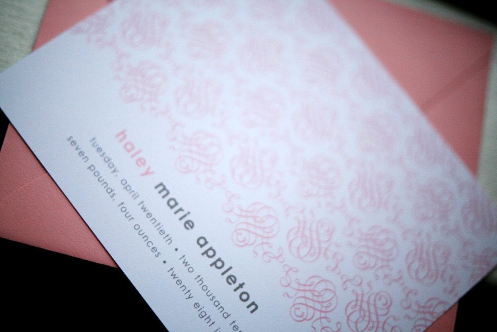 Flourish Lace Birth Announcement
