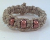 Natural Hemp Ring with Copper Glass Beads