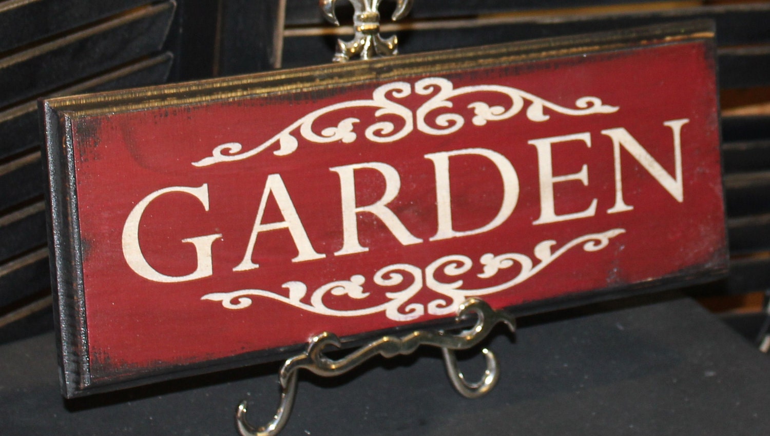 GARDEN  Decorative Sign/Great Mother's Day Gift/Garden Sign/Door Sign/Porch Sign/Burgandy/Shabby Chic/Cottage