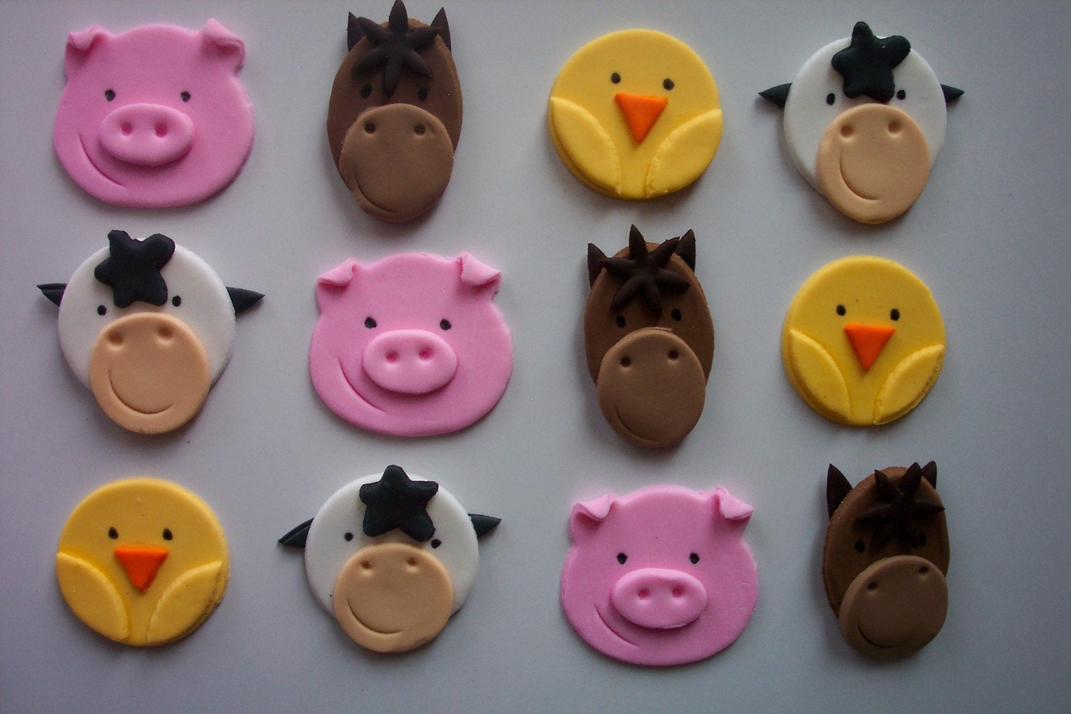 Fondant Cupcake or Cookie Toppers Farm Animals Assortment Edible