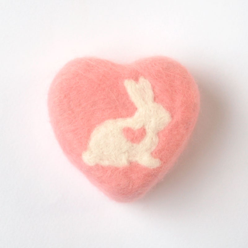 MADE TO ORDER Felted Soap Pink Soap with Lovely Bunny ( Love Spell )