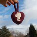 RESERVED Wine Color Heart with Cameo (Honeysuckle Felted Soap on a Rope)