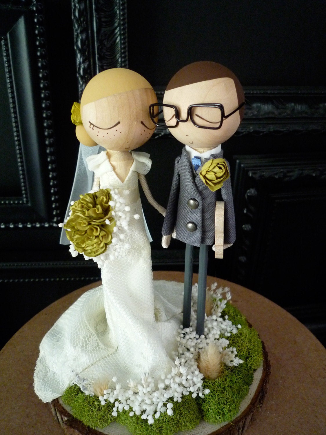Wedding Cake Topper with Custom Wedding Dress - Custom Keepsake by MilkTea