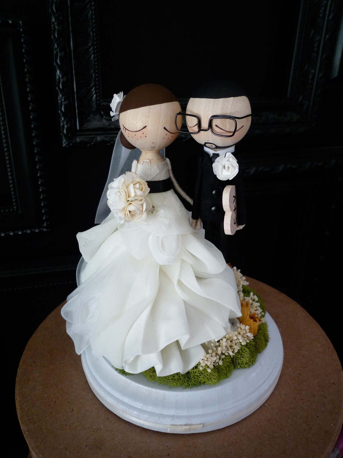 Wedding Cake Topper with Custom Wedding Dress - Custom Keepsake by MilkTea