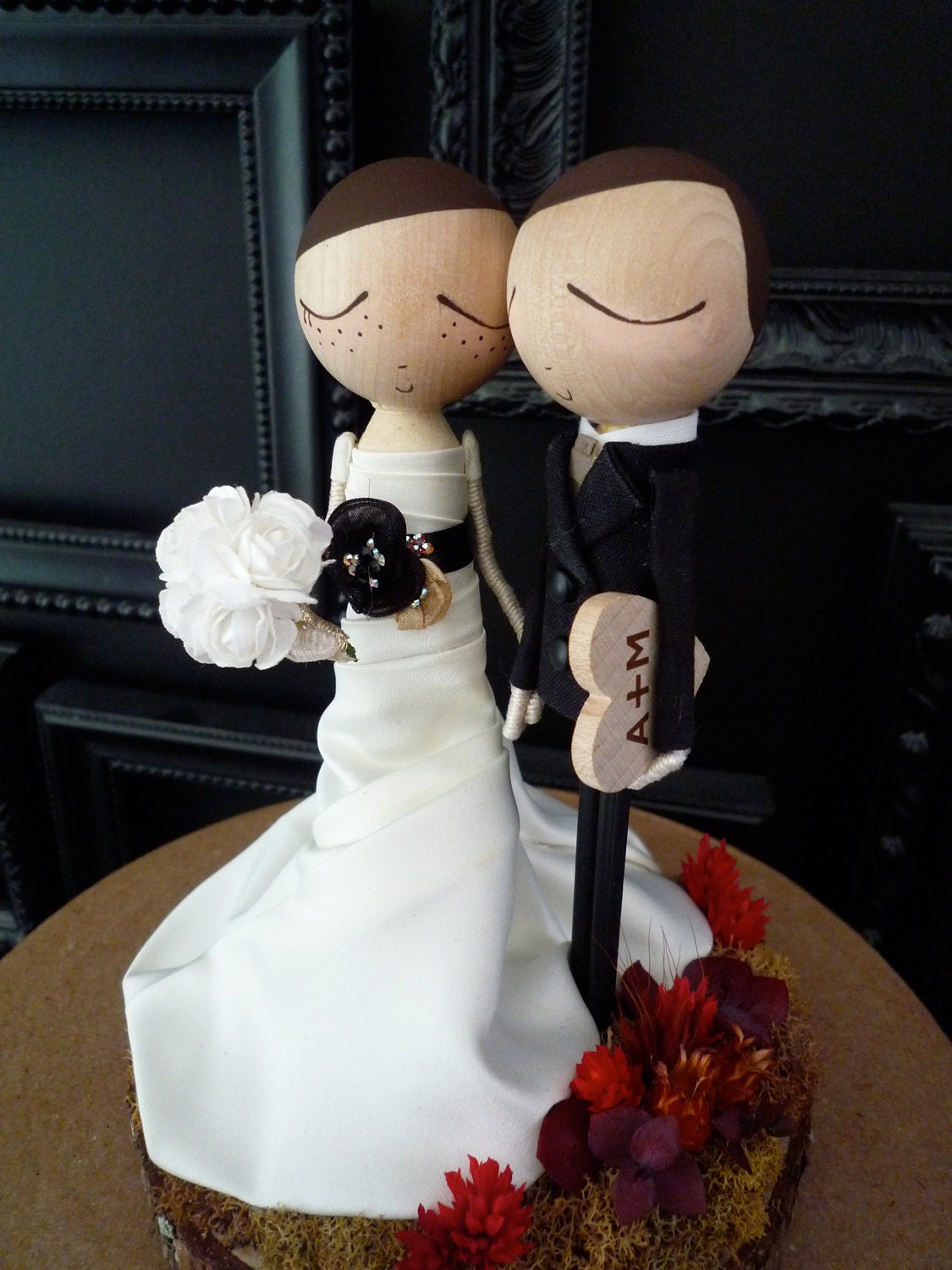Custom Wedding Cake Topper with Custom Wedding Dress - MilkTea