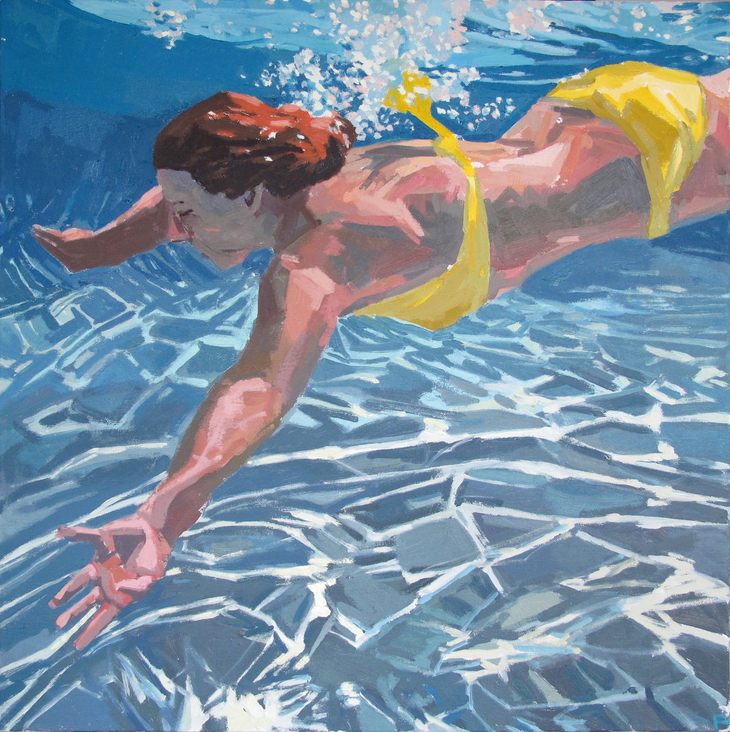 Plunge, deep inhale: 16x16" Archival Print - Signed