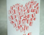 Letterpress Valentine Card - Love Letters