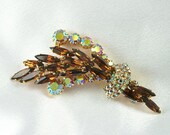 Vintage Juliana Root Beer Pink Rhinestone Brooch