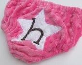 Minky Monogram Diaper Cover- Personalized Diaper Cover- Applique Diaper Cover- Pink