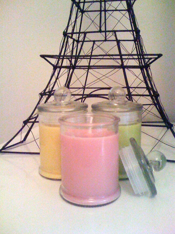 Organic Soy Candle in small French Apothecary jar - 100 scents to choose from