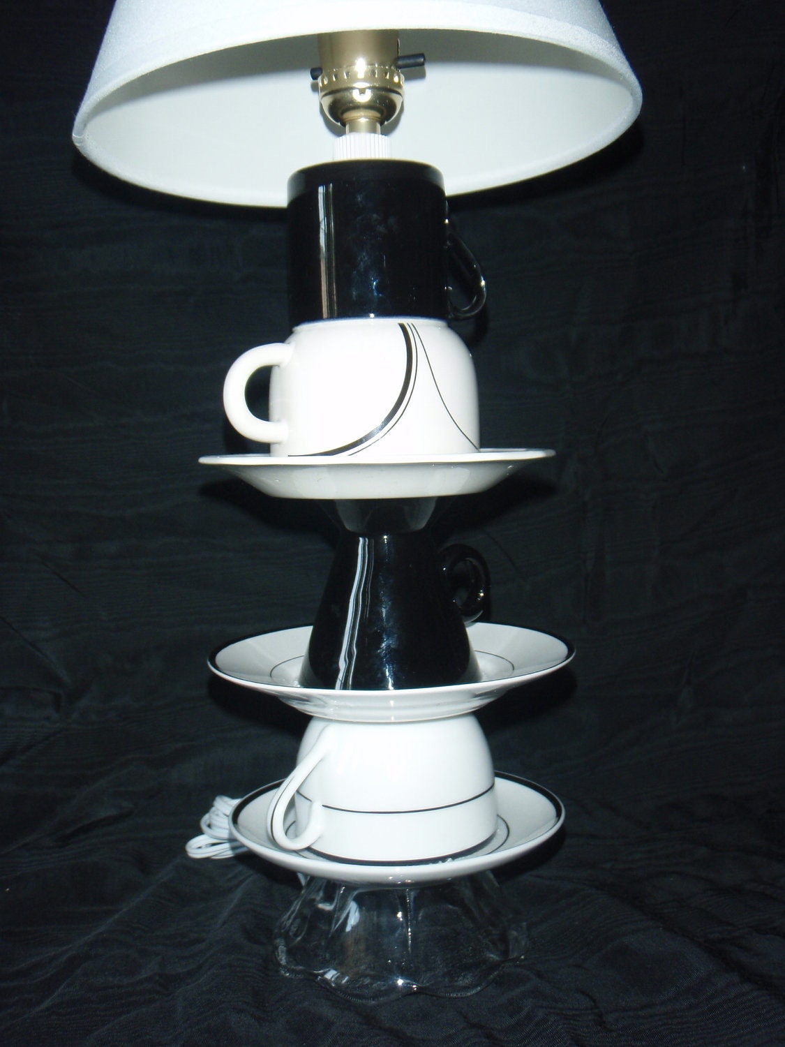 Tea Pot Lamp -  Black and White - Modern