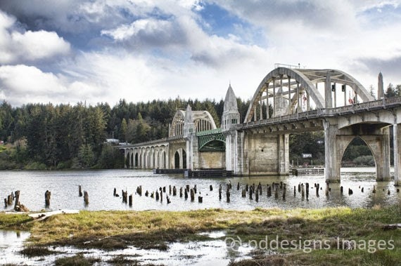 Siuslaw River Bridge - Oregon Coast fine art matted photograph 12x16 - pddesignsimages