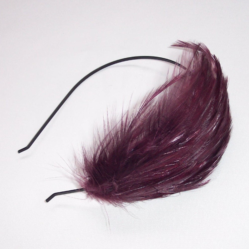 VALERIE Burgundy Wine Feather Headband