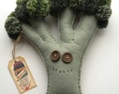 BROCCOLI - Soft Sculpture - Art Doll -  Collectibles - Plush - Green - Whimsical Vegetable - Quirky Quinn