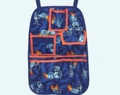Hanging Car Organizer in motorcycle print on blue