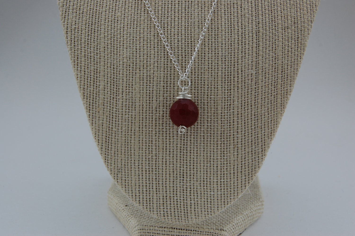 Faceted Ruby gemstone silver Necklace