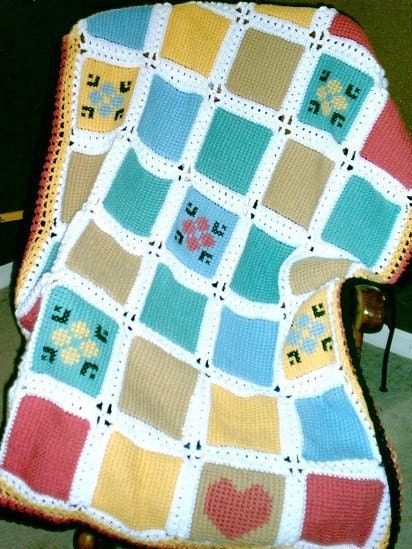 Hearts and Flowers Afghan