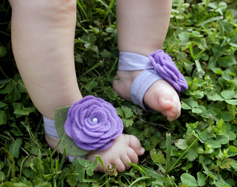 Boutique Petal Toes Fairy Feet Lilac Rosette Barefoot Baby Sandals INTRO PRICING