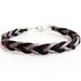Braided rocker cuff bracelet purple metallic and black leather unisex for men and women ooak