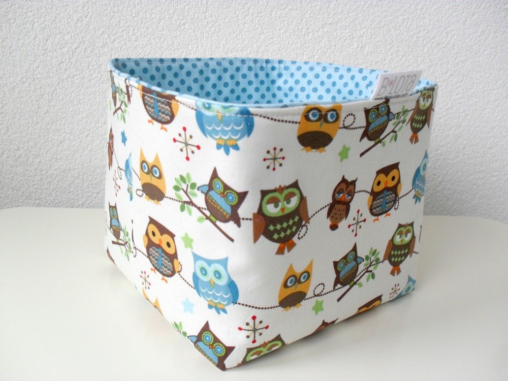Owl Fabric Basket in Cream