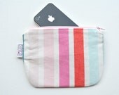 Itty Bitty Zipper Pouch - Ombre Stripes in Pastel Pinks, Red and Blue